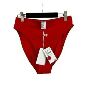 NWT Good American Women’s Good Waist Swim Bikini Bottom Red Size 0